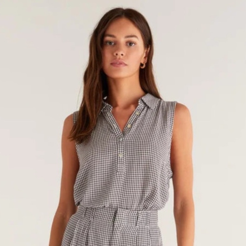 Farrah Black and White Gingham Sleeveless Romper
